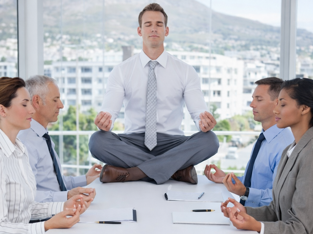Professionnels en méditation au bureau